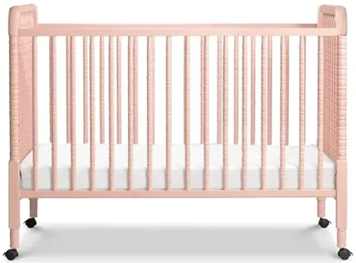 Davinci Jenny Lind 3-in-1 Convertible Crib in Blush Pink, Removable Wheels, Greenguard Gold