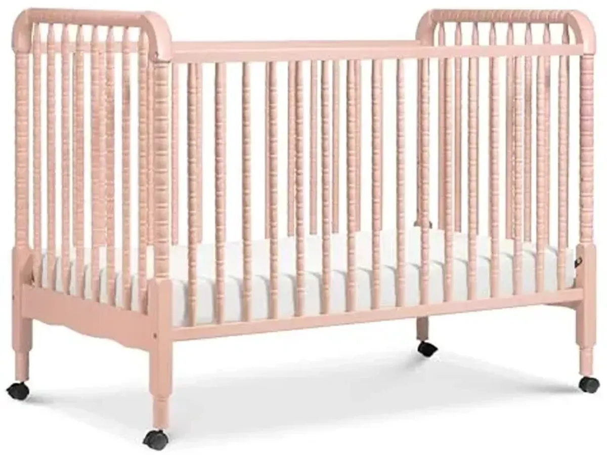 Davinci Jenny Lind 3-in-1 Convertible Crib in Blush Pink, Removable Wheels, Greenguard Gold