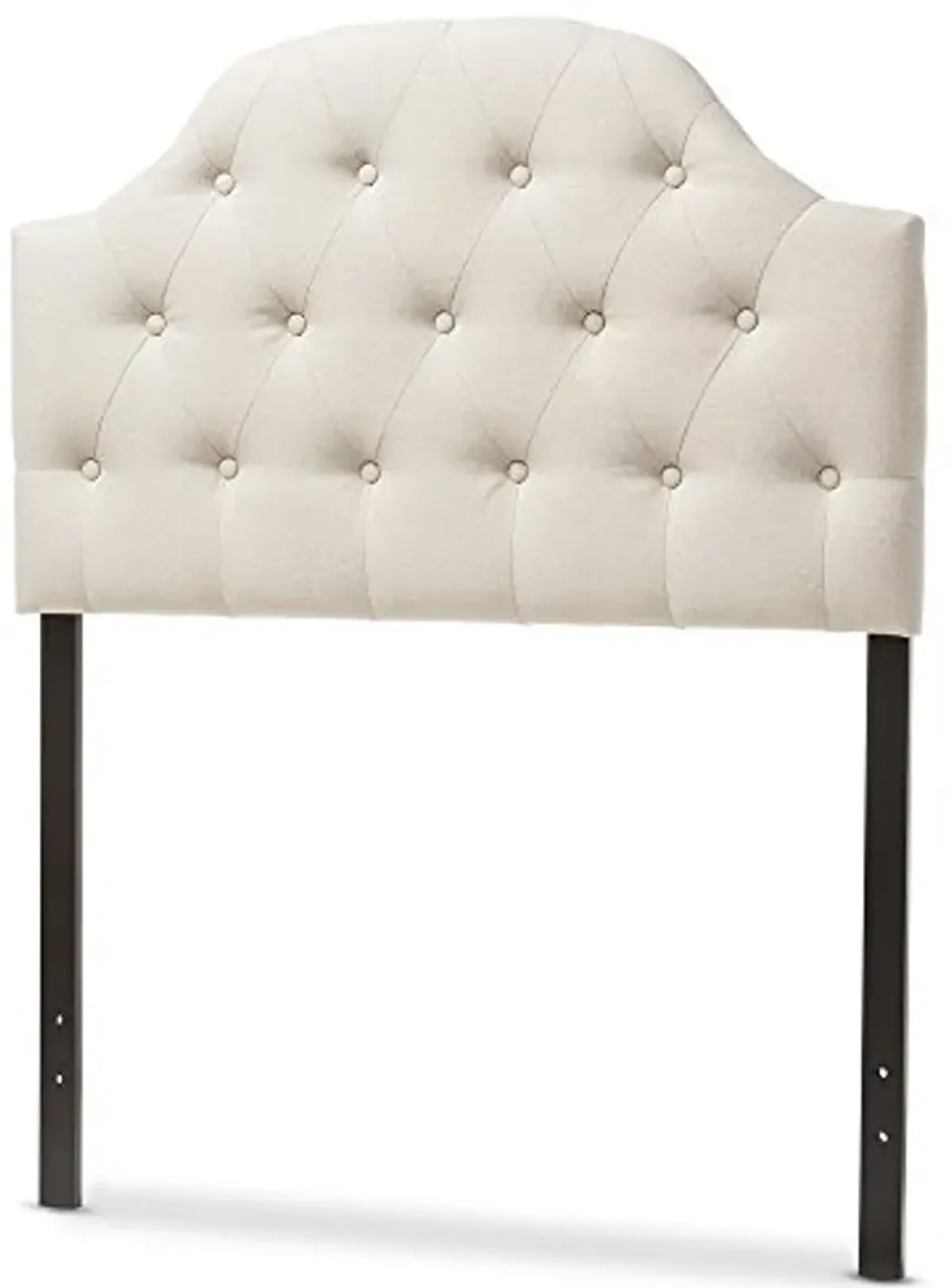 Baxton Studio Morris Modern and Contemporary Light Beige Fabric Upholstered Button-Tufted Scalloped Twin Size Headboard