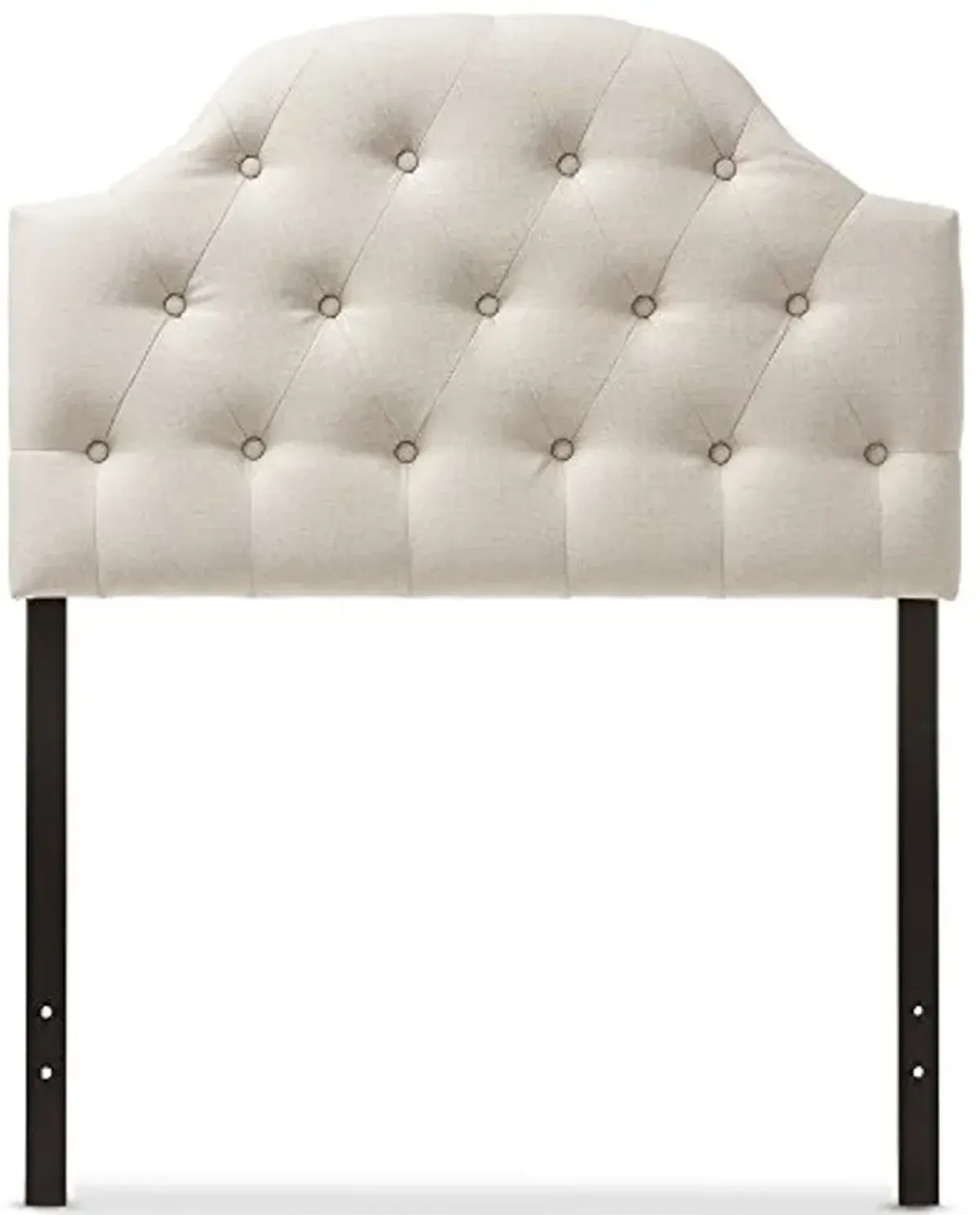 Baxton Studio Morris Modern and Contemporary Light Beige Fabric Upholstered Button-Tufted Scalloped Twin Size Headboard