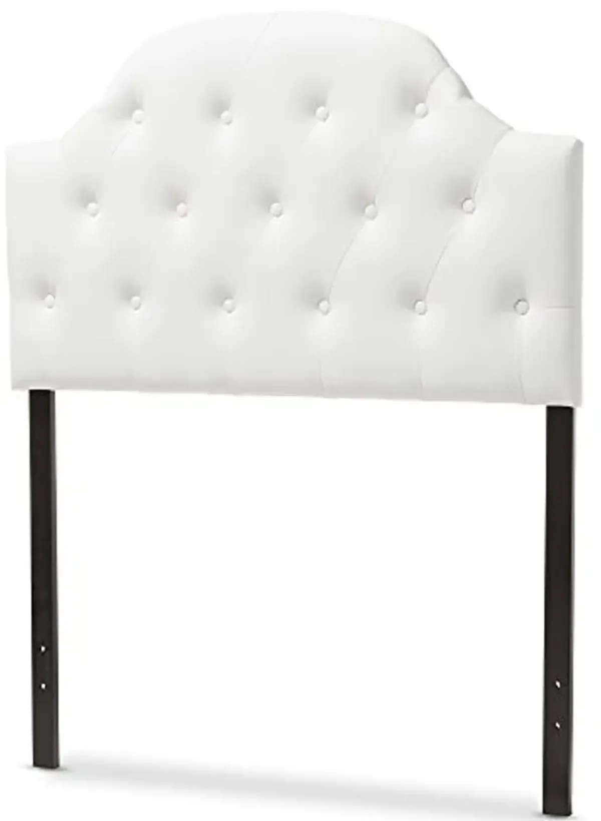 Baxton Studio Morris Modern and Contemporary White Faux Leather Upholstered Button-Tufted Scalloped Twin Size Headboard