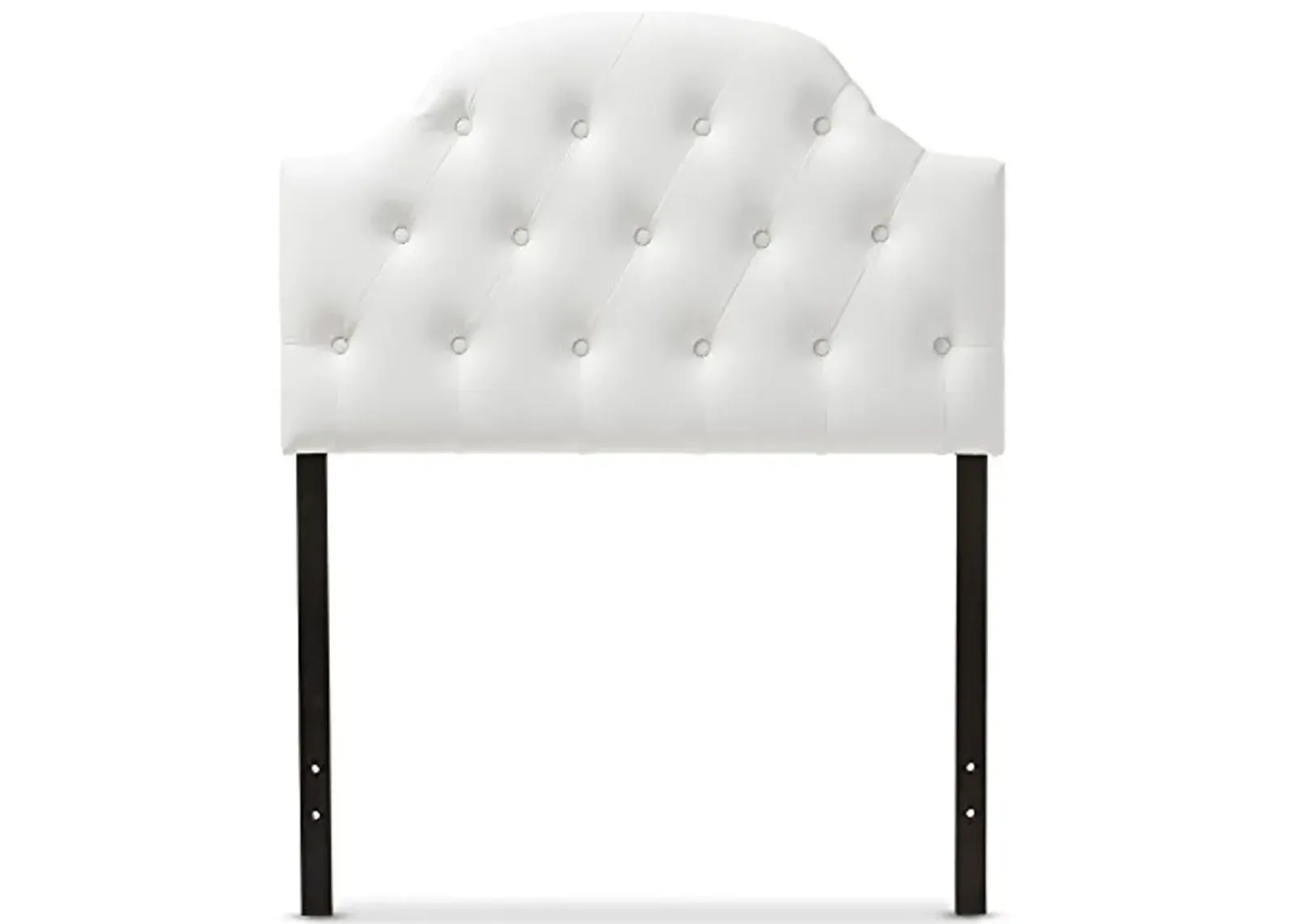 Baxton Studio Morris Modern and Contemporary White Faux Leather Upholstered Button-Tufted Scalloped Twin Size Headboard