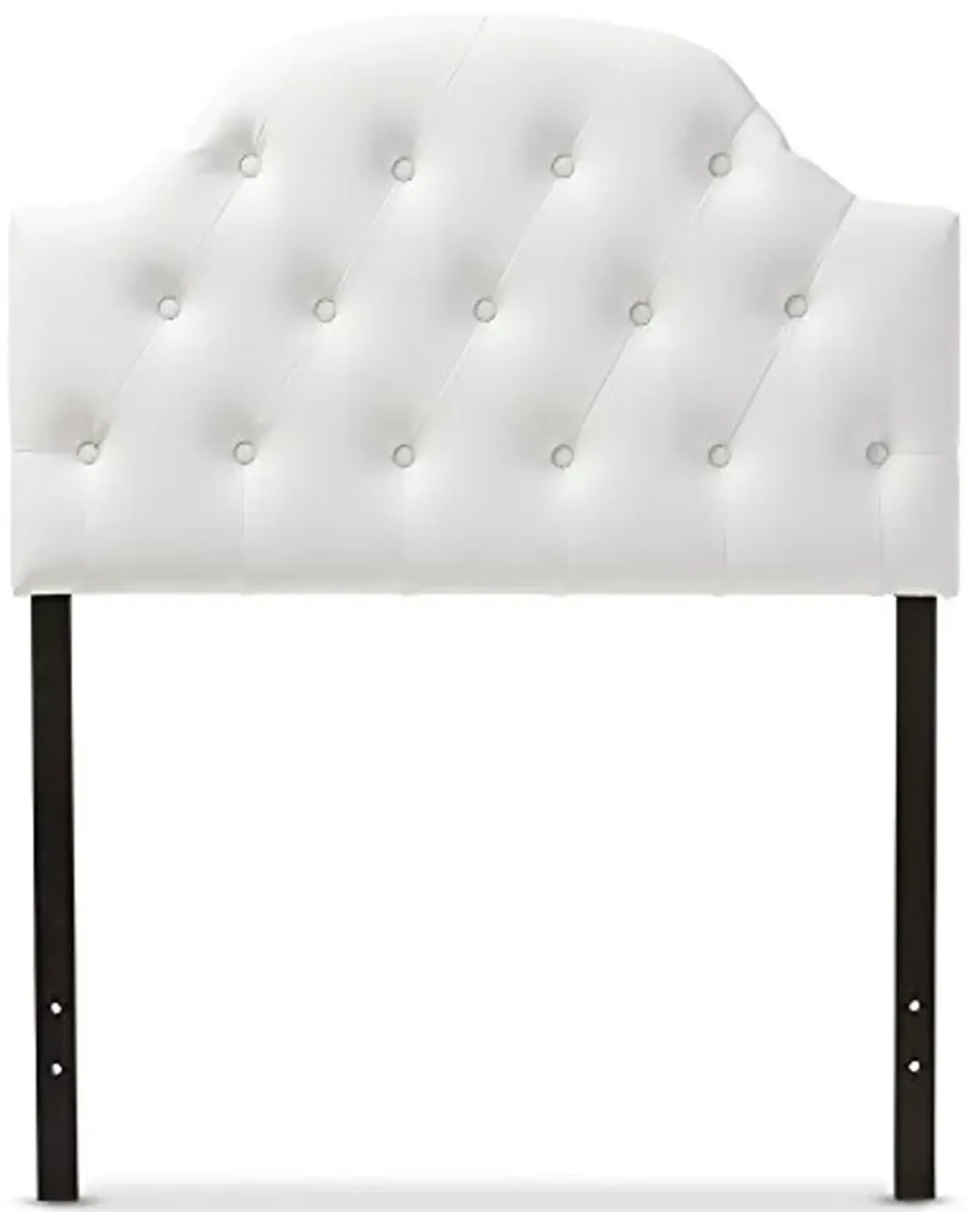 Baxton Studio Morris Modern and Contemporary White Faux Leather Upholstered Button-Tufted Scalloped Twin Size Headboard