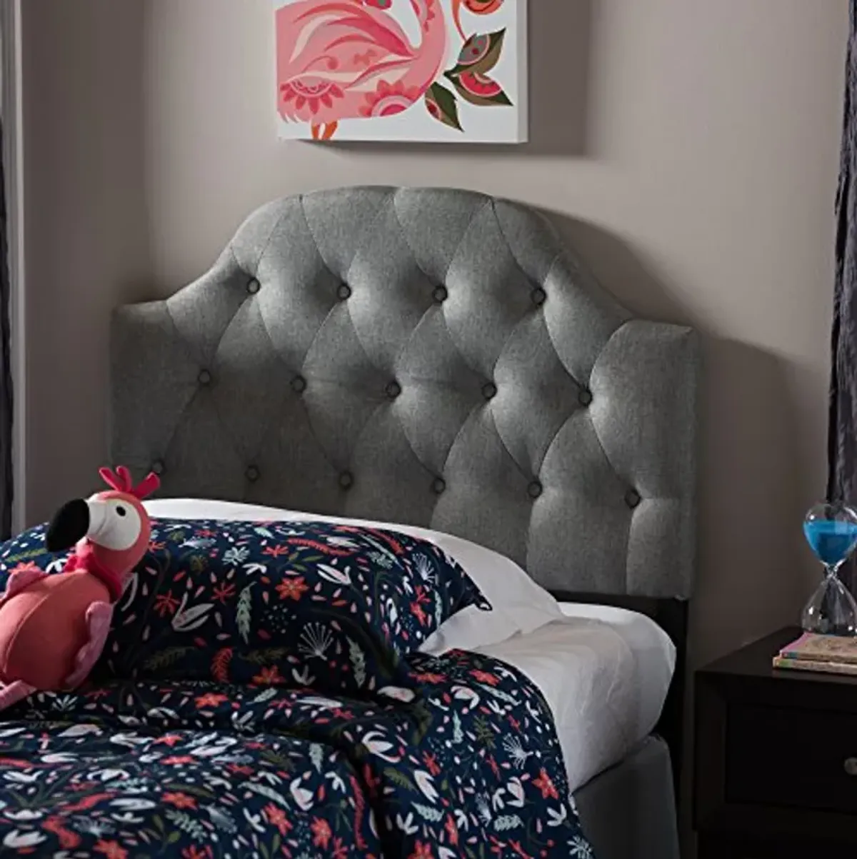 Baxton Studio Maugier Headboard, Twin, Grey