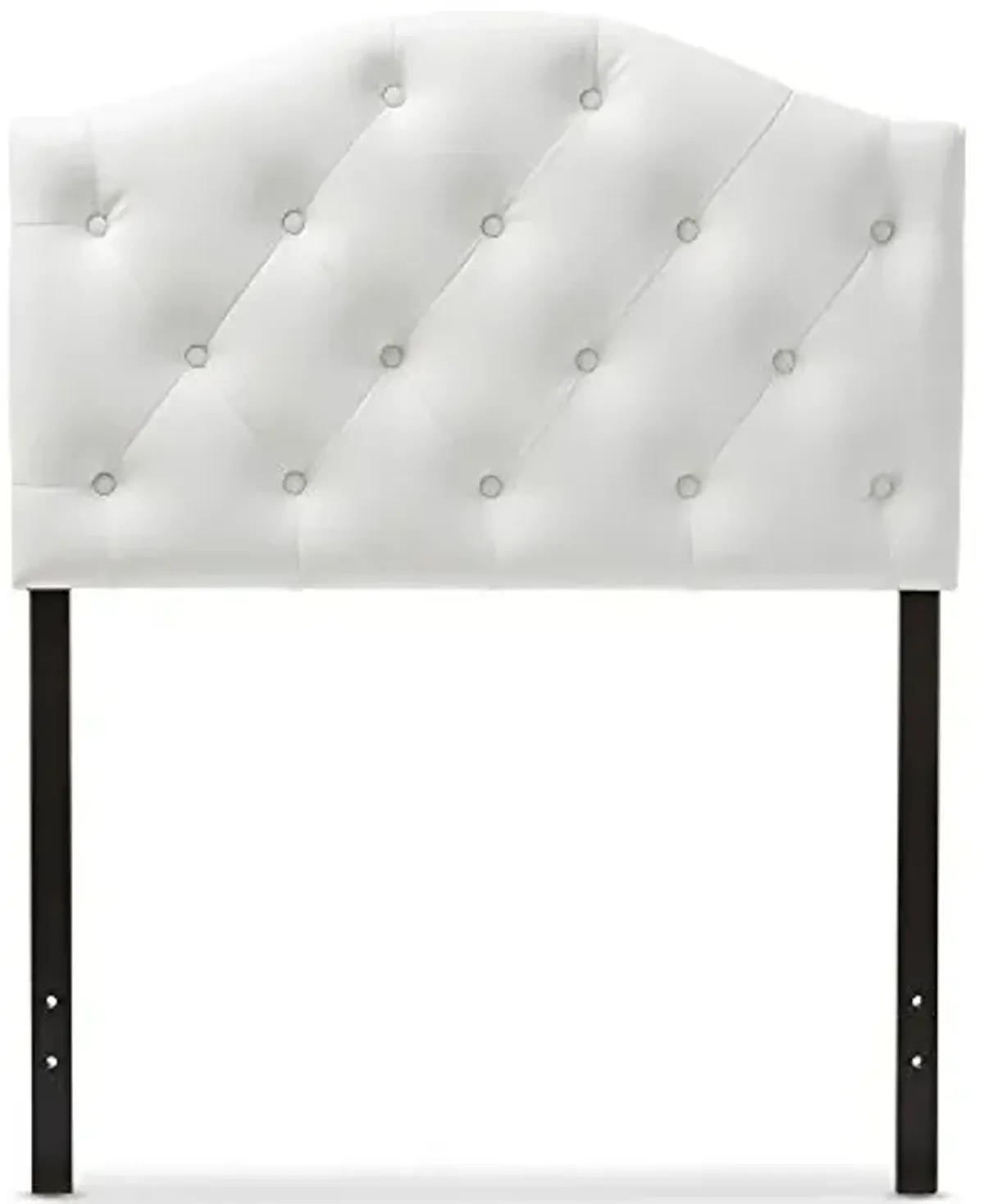 Baxton Studio Myra Modern and Contemporary White Faux Leather Upholstered Button-Tufted Scalloped Twin Size Headboard
