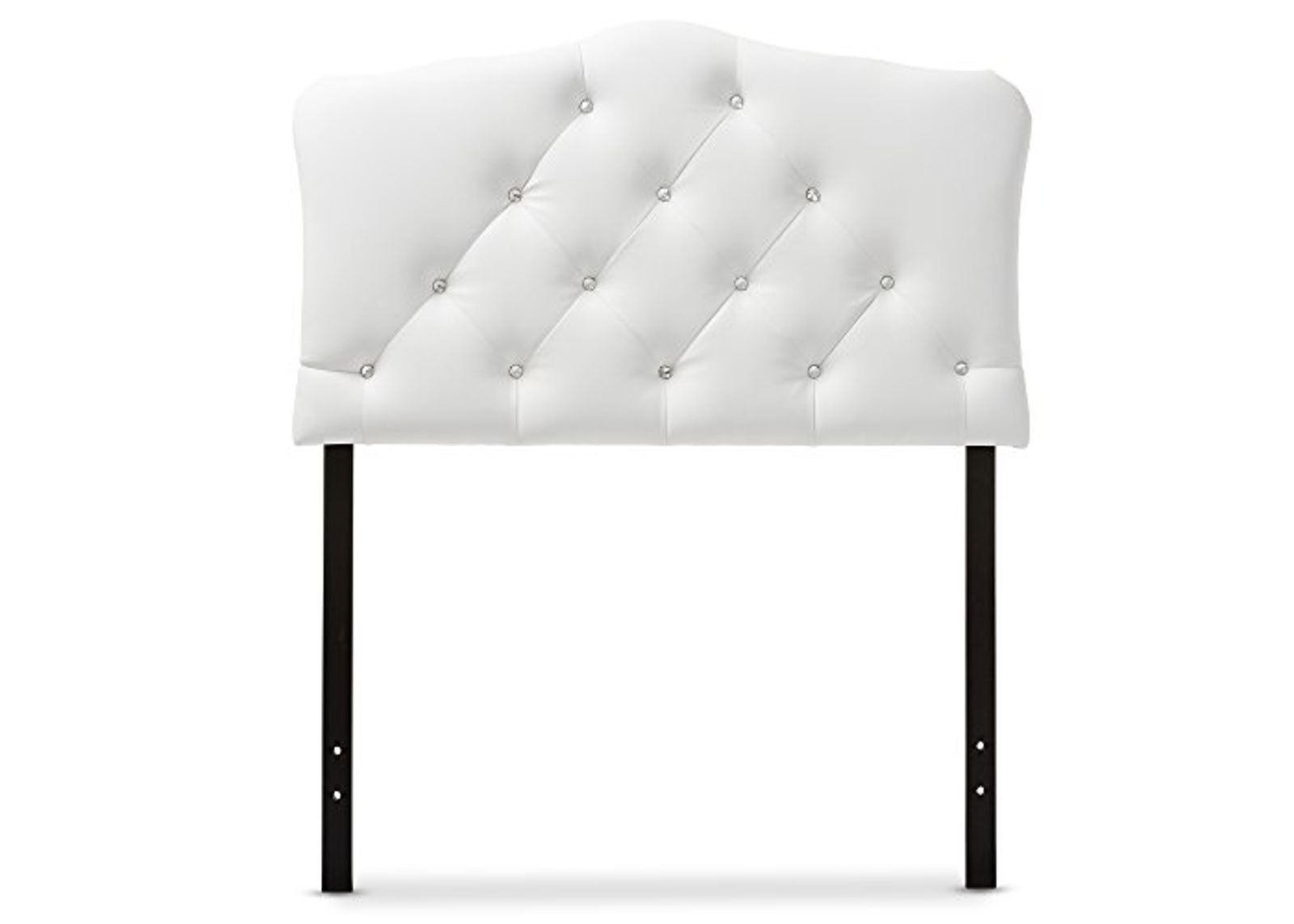 Baxton Studio Rita Modern and Contemporary White Faux Leather Upholstered Button-Tufted Scalloped Twin Size Headboard