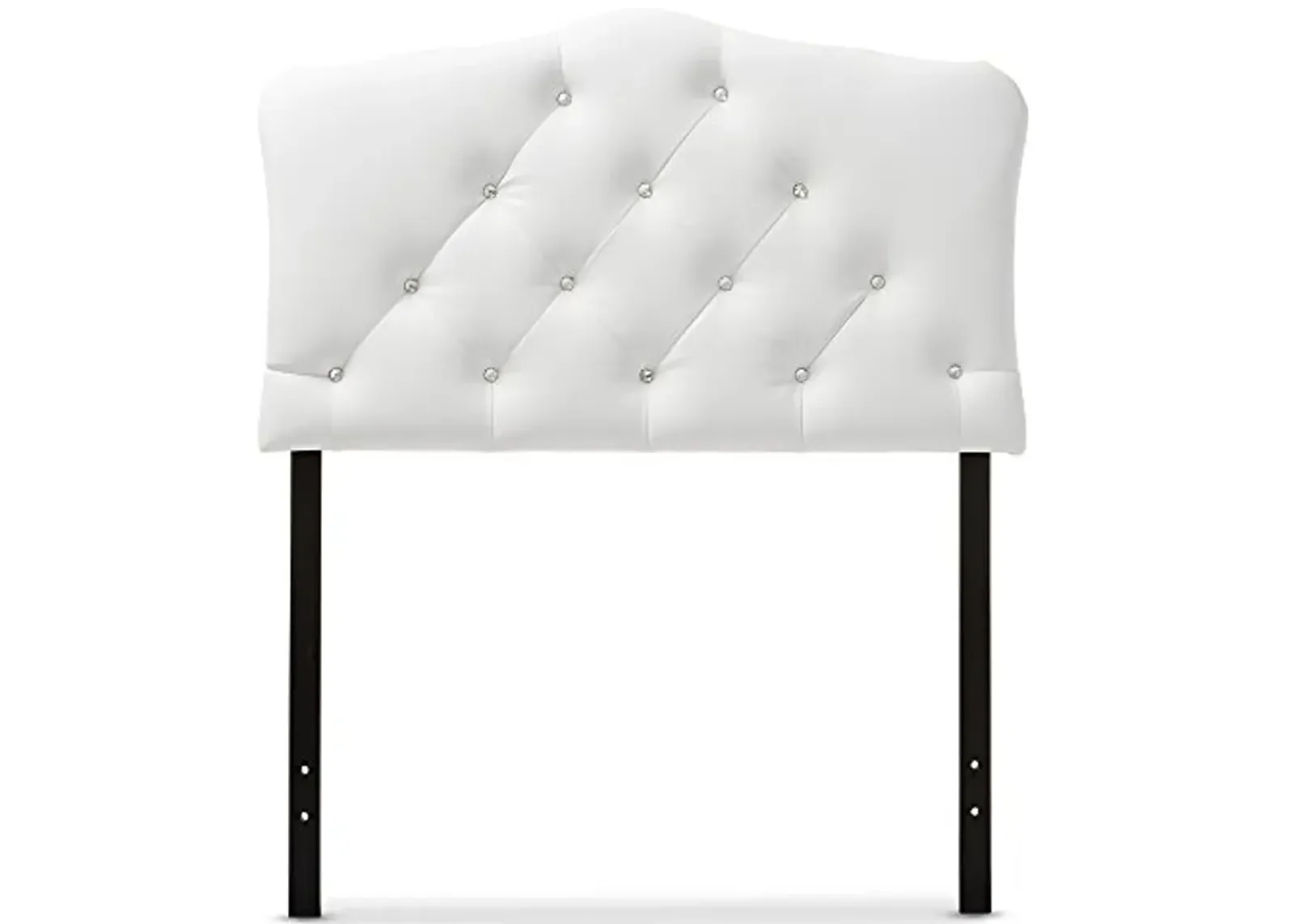 Baxton Studio Rita Modern and Contemporary White Faux Leather Upholstered Button-Tufted Scalloped Twin Size Headboard