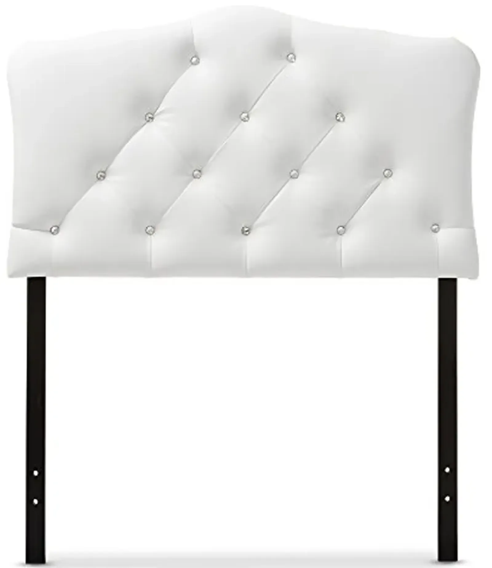 Baxton Studio Rita Modern and Contemporary White Faux Leather Upholstered Button-Tufted Scalloped Twin Size Headboard