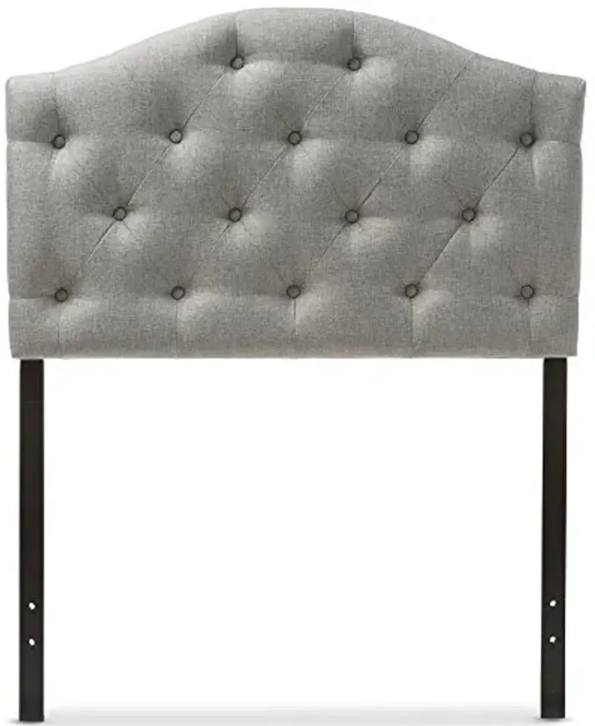 Baxton Studio Myra Modern and Contemporary Grey Fabric Upholstered Button-Tufted Scalloped Twin Size Headboard