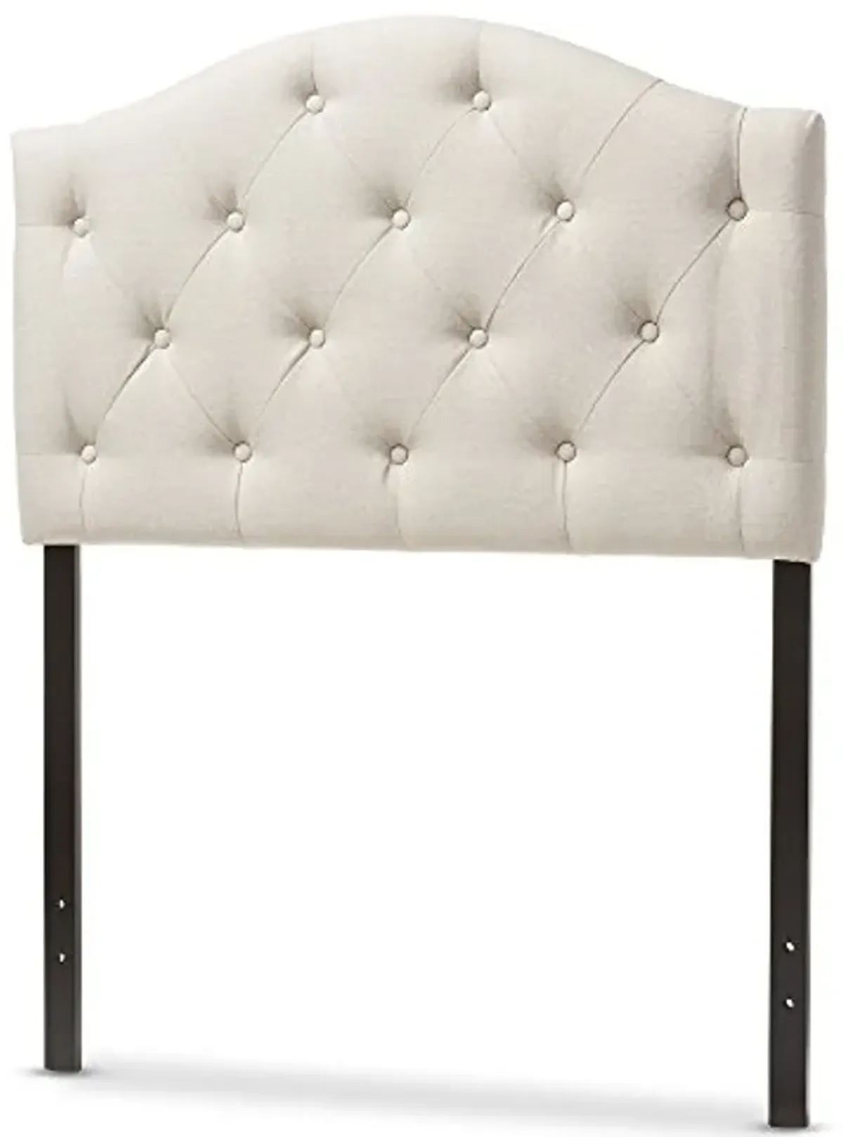 Baxton Studio Myra Modern and Contemporary Light Beige Fabric Upholstered Button-Tufted Scalloped Twin Size Headboard