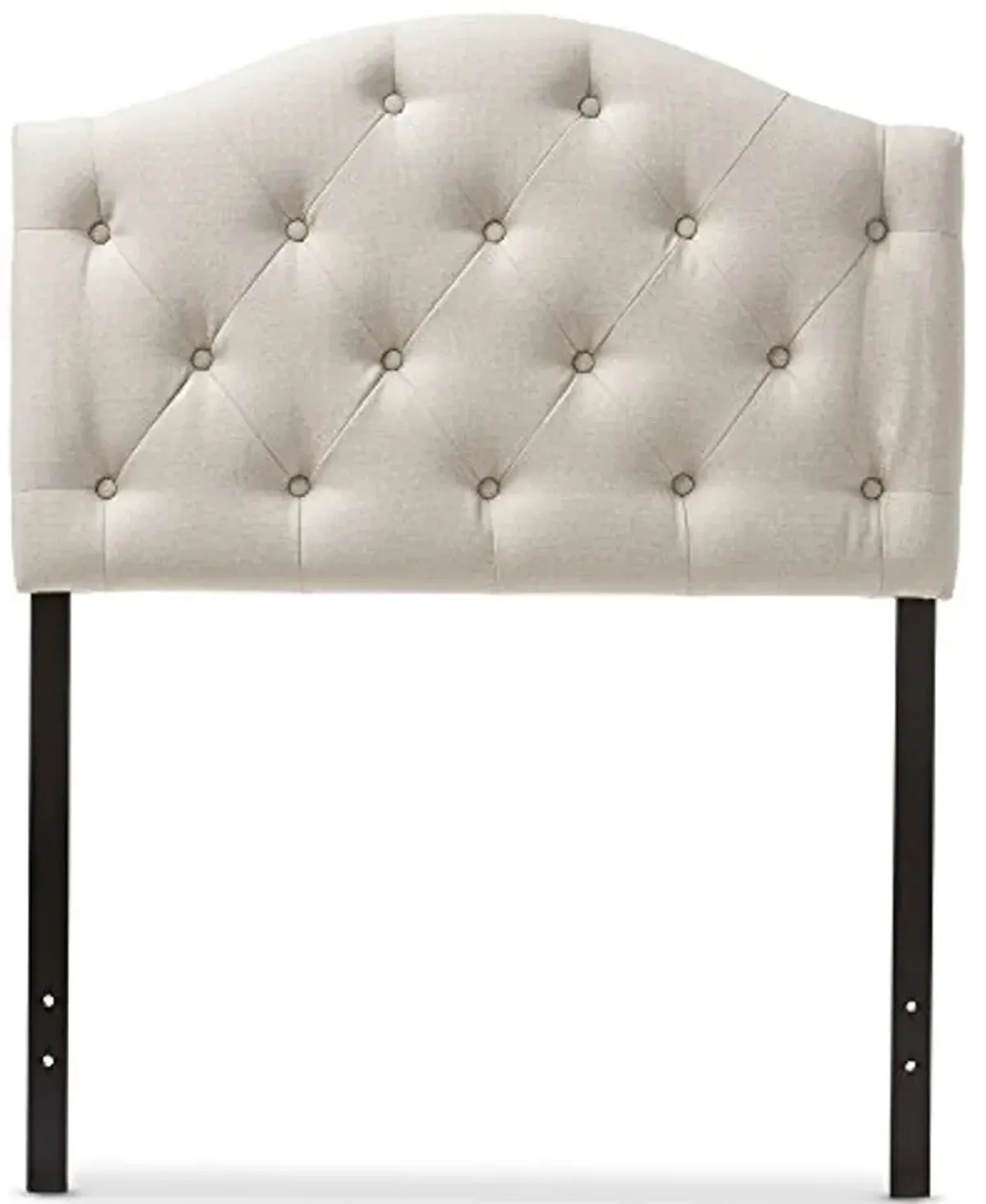 Baxton Studio Myra Modern and Contemporary Light Beige Fabric Upholstered Button-Tufted Scalloped Twin Size Headboard