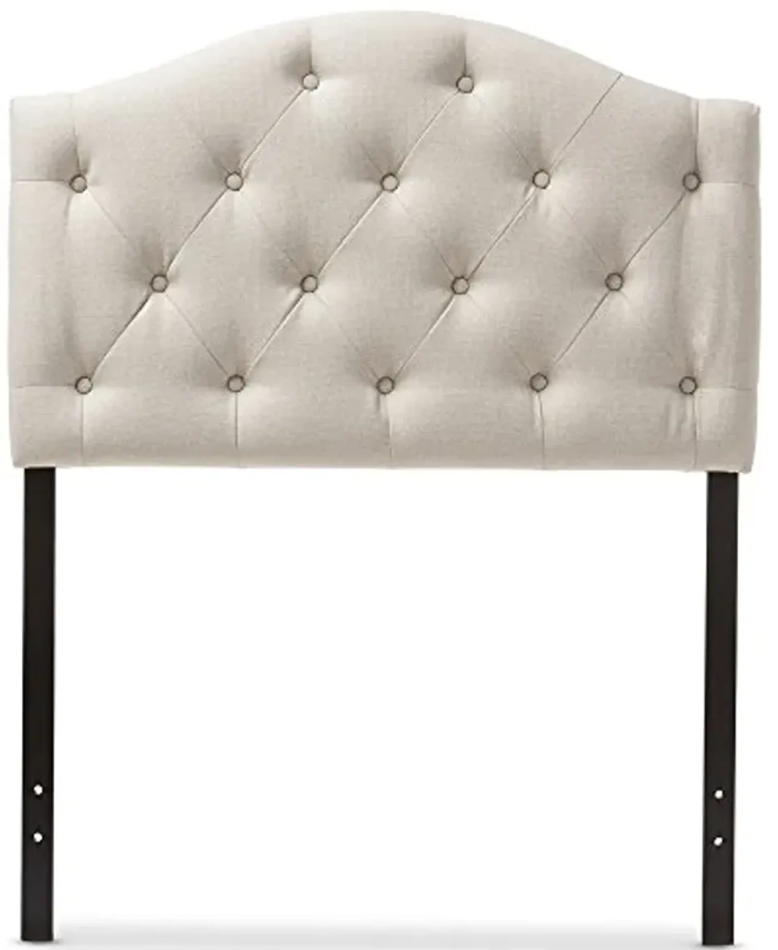 Baxton Studio Myra Modern and Contemporary Light Beige Fabric Upholstered Button-Tufted Scalloped Twin Size Headboard