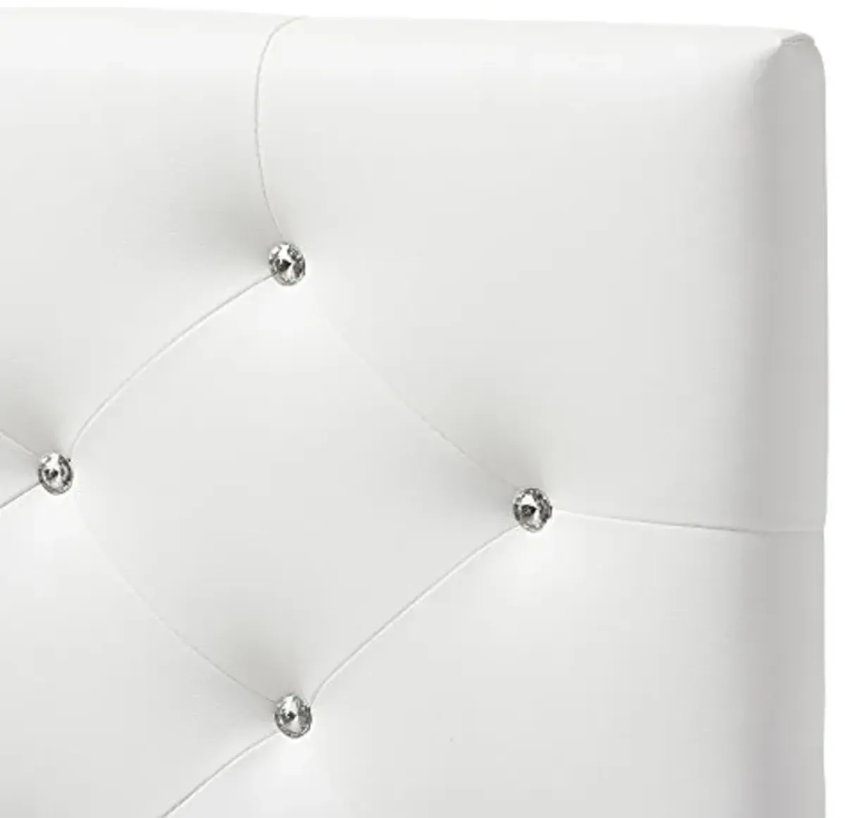 Baxton Studio Viviana Modern and Contemporary White Faux Leather Upholstered Button-Tufted Twin Size Headboard