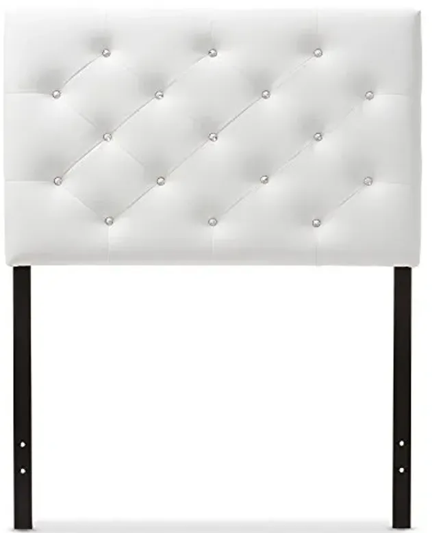 Baxton Studio Viviana Modern and Contemporary White Faux Leather Upholstered Button-Tufted Twin Size Headboard