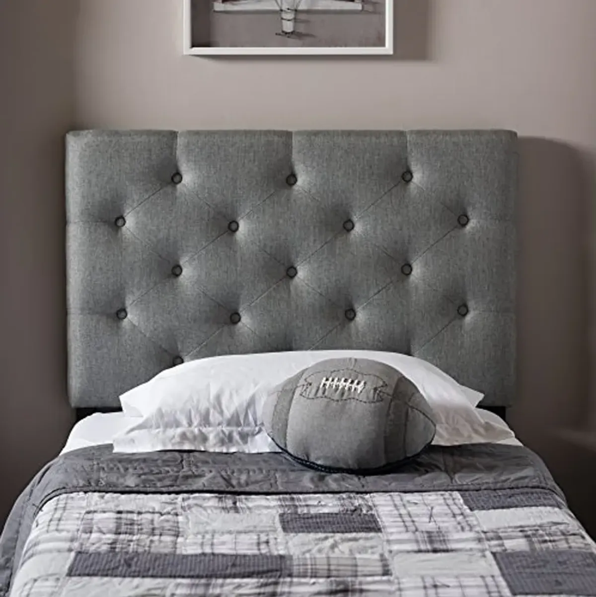 Baxton Studio Viviana Modern and Contemporary Grey Fabric Upholstered Button-Tufted Twin Size Headboard