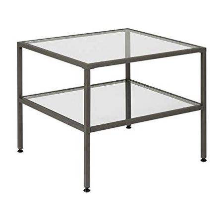 Studio Designs Home .0 Camber One Shelf End Table In Pewter With Clear Glass