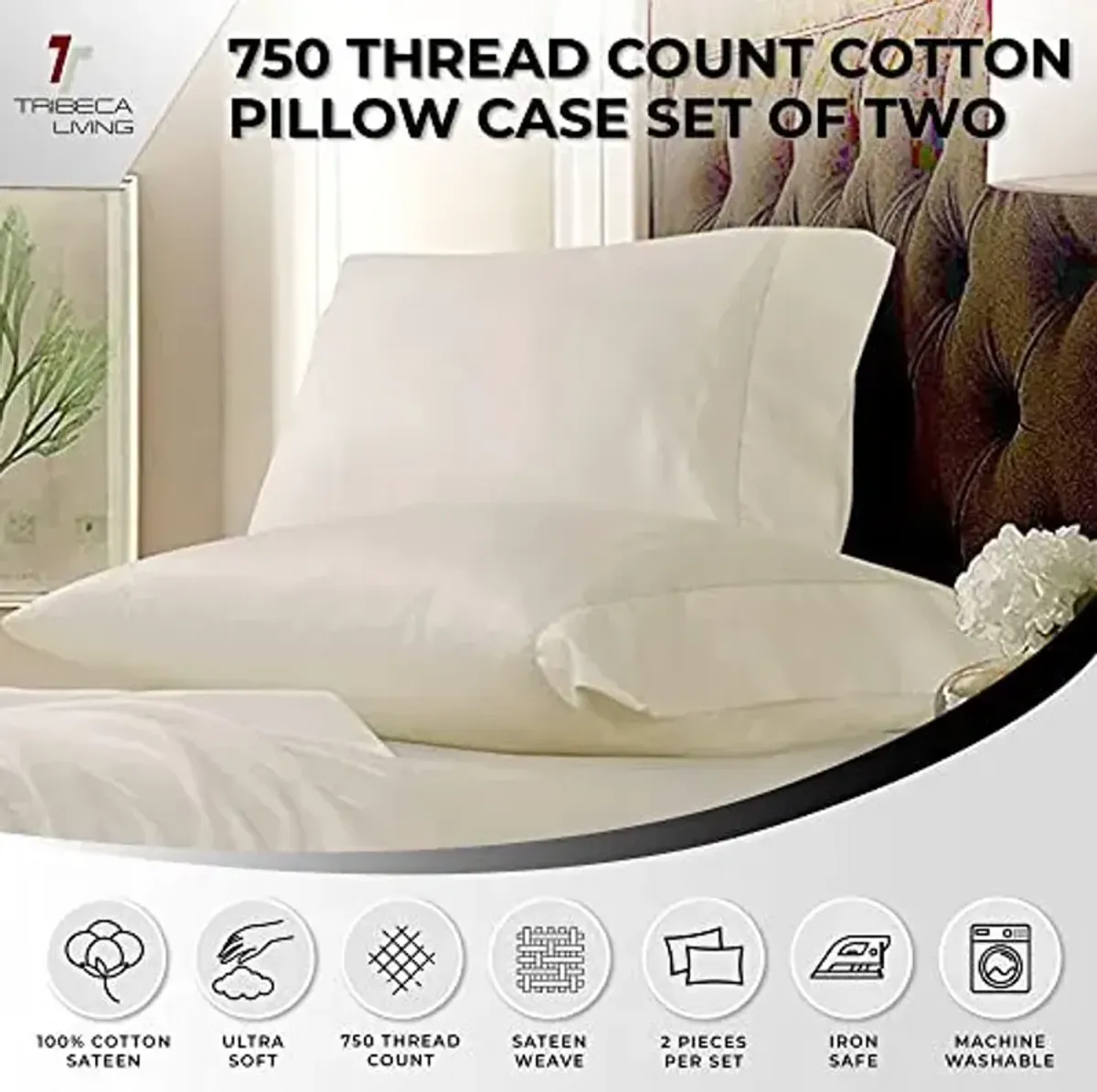 Tribeca Living® 750 Thread Count Egyptian Cotton Pillowcase Set Standard Bone
