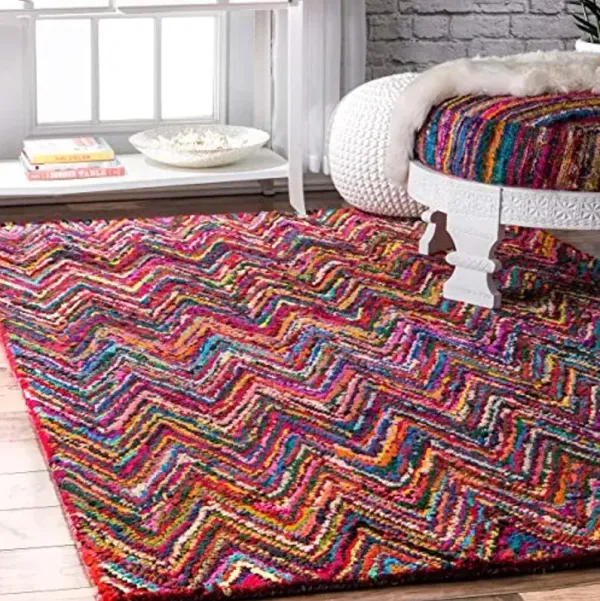 nuLOOM 5' x 8' Bohemian Hand Braided Area Rug, Vibrant Colors, Hand Crafted in India, Medium Pile, Oconnor Multi