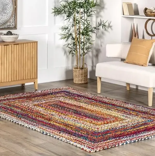 nuLOOM 5' x 8' Bohemian Hand Braided Area Rug, Vibrant Colors, Hand Crafted in India, Medium Pile, Tammara Multi