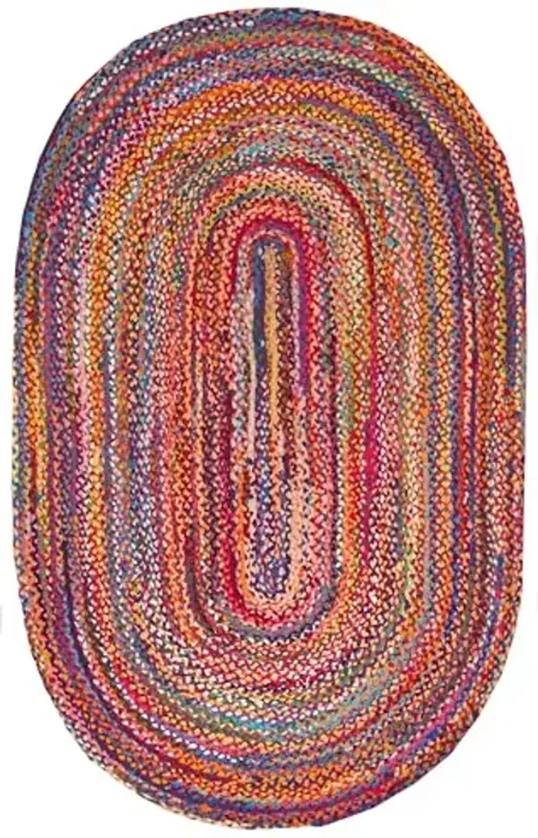 Nuloom Tammara Multicolor, 8' x 11' Oval, Hand Braided, Bohemian, Cotton, Soft and Cozy, High Traffic, Stain Resistant, Easy Clean, Durable Area Rug for Bedroom, Living Room, Dining, Den, Entryway