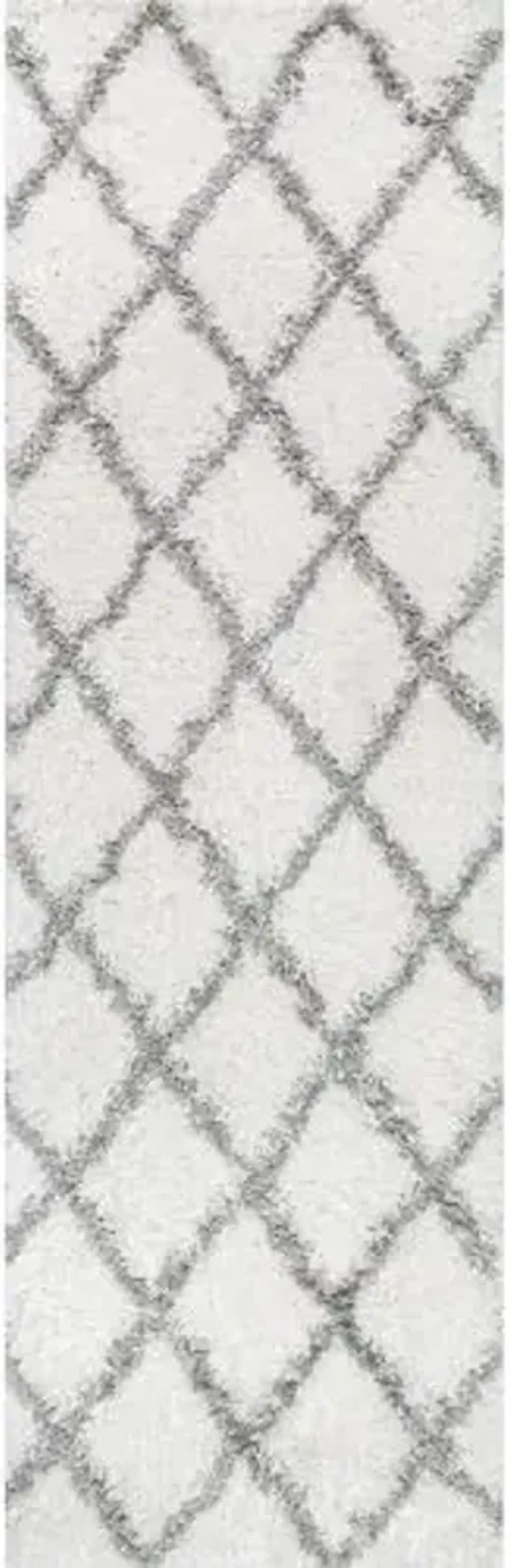 nuLOOM Tess Moroccan Shag Area Rug - 2x8 Runner Shag Rug Modern/Contemporary White/Grey Rugs for Living Room Bedroom Dining Room Nursery Entryway Hallway