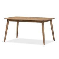 Baxton Studio Edna Mid-Century Dining Table French Oak Light Brown Finishing Wood Dining Table