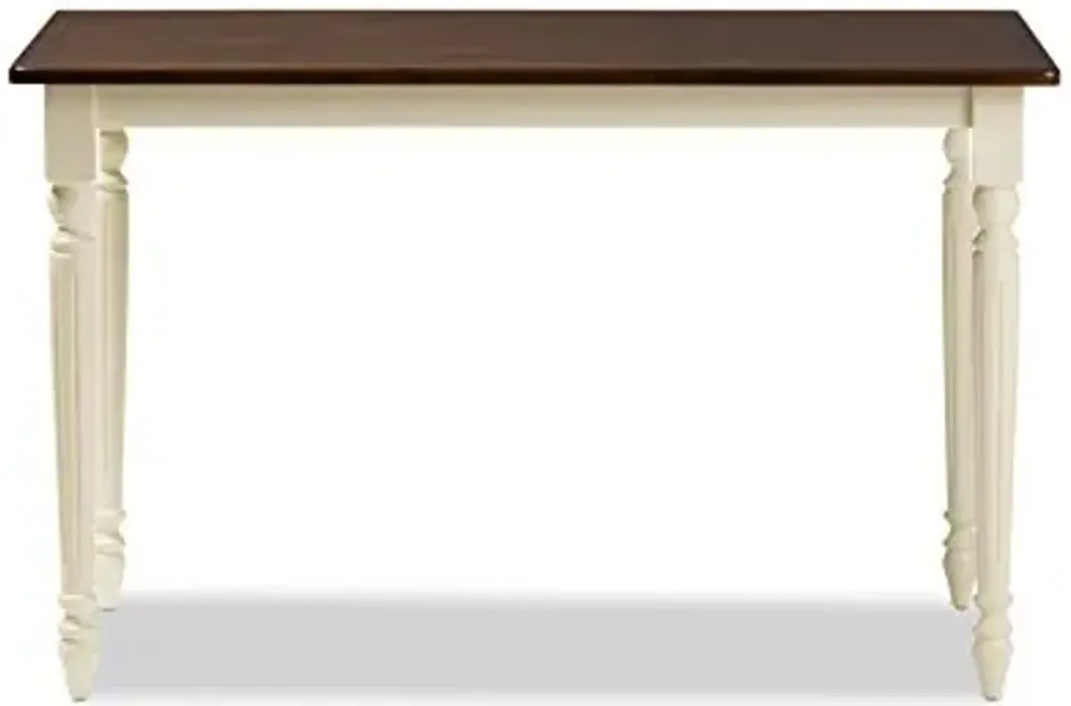 Baxton Studio Napoleon French Country Cottage Buttermilk and Cherry Brown Finishing Wood 5-Piece Dining Set