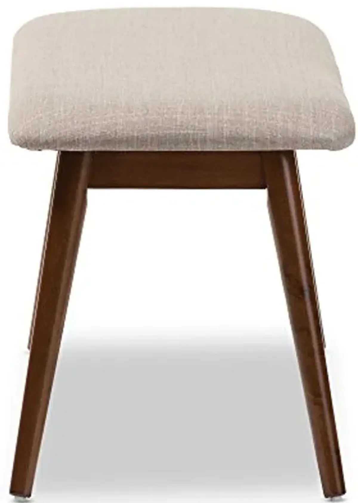 Baxton Studio Flora Mid-Century Modern Light Grey Fabric and Oak Medium Brown Finishing Wood Dining Bench