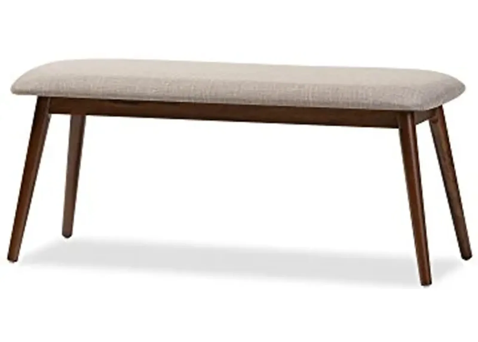 Baxton Studio Flora Mid-Century Modern Light Grey Fabric and Oak Medium Brown Finishing Wood Dining Bench