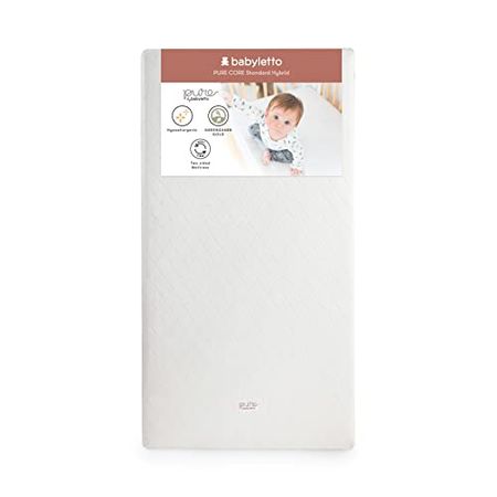 Babyletto Pure Core Crib Mattress, Hybrid Quilted Waterproof Cover, 2-Stage, Greenguard Gold Certified
