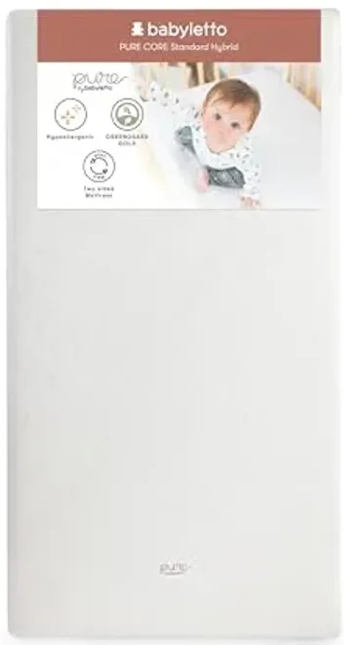 Babyletto Pure Core Crib Mattress, Hybrid Quilted Waterproof Cover, 2-Stage, Greenguard Gold Certified