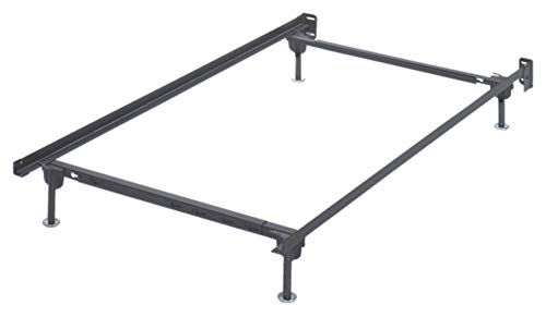 Signature Design by Ashley Adjustable Metal Bolt on Bed Base Frame with Protective Floor Glides, Twin/Full, Black