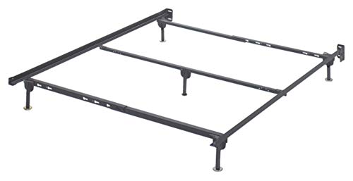 Signature Design by Ashley Adjustable Metal Bolt on Bed Base Frame with Protective Floor Glides, Queen, Black