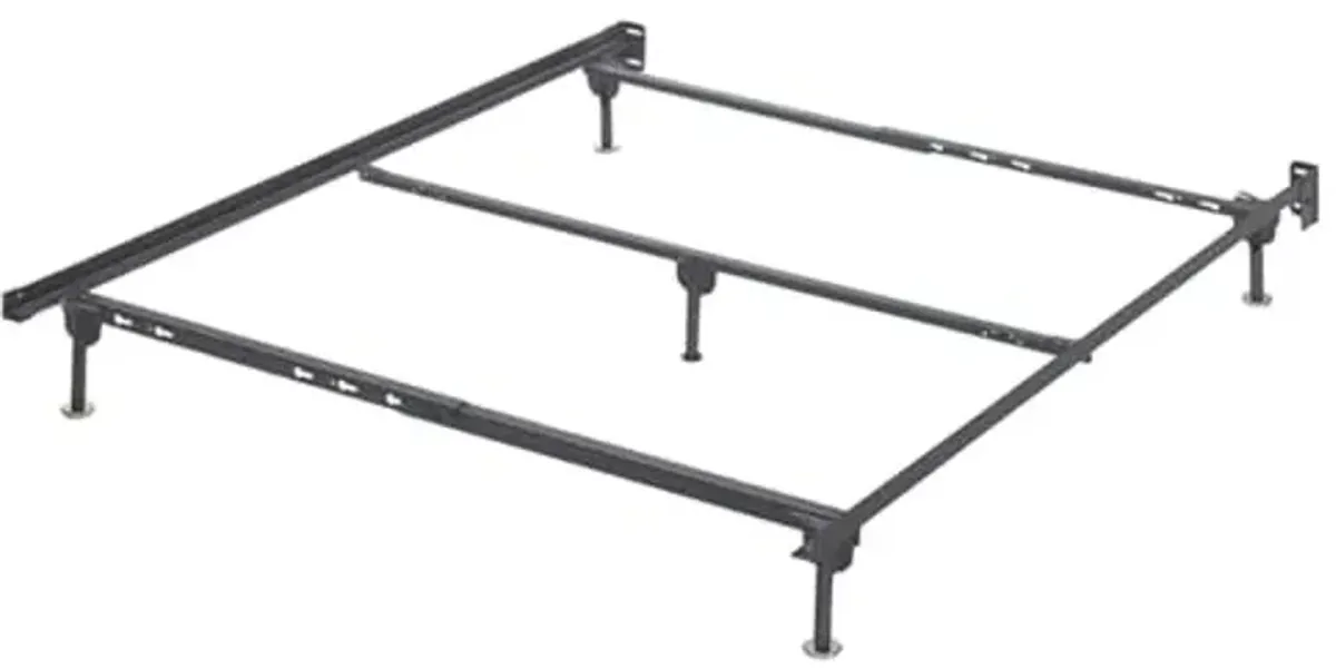 Signature Design by Ashley Adjustable Metal Bolt on Bed Base Frame with Protective Floor Glides, Queen, Black