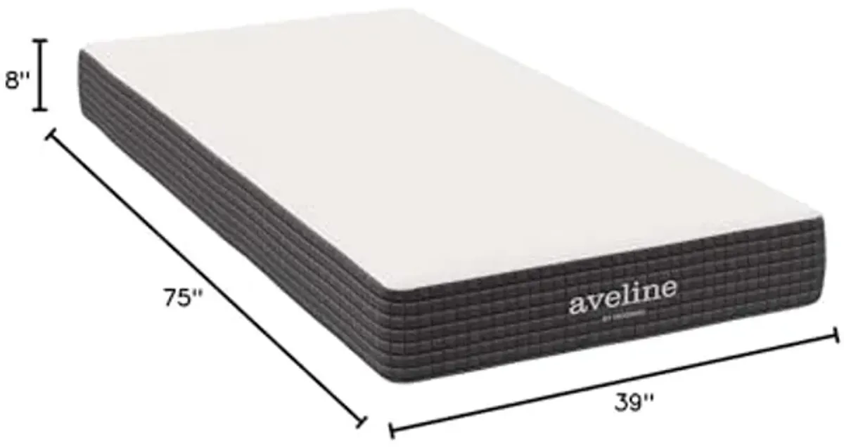 Modway Aveline Memory Foam Bed Mattress Conventional, Twin,Firm, White