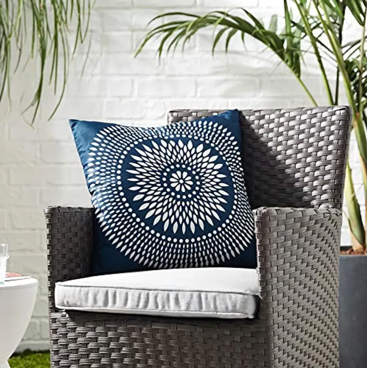 Modway Outdoor Indoor All Weather Patio Throw Pillow in Cartouche