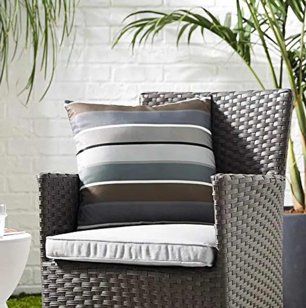 Modway Outdoor Indoor All Weather Patio Throw Pillow in Stripe