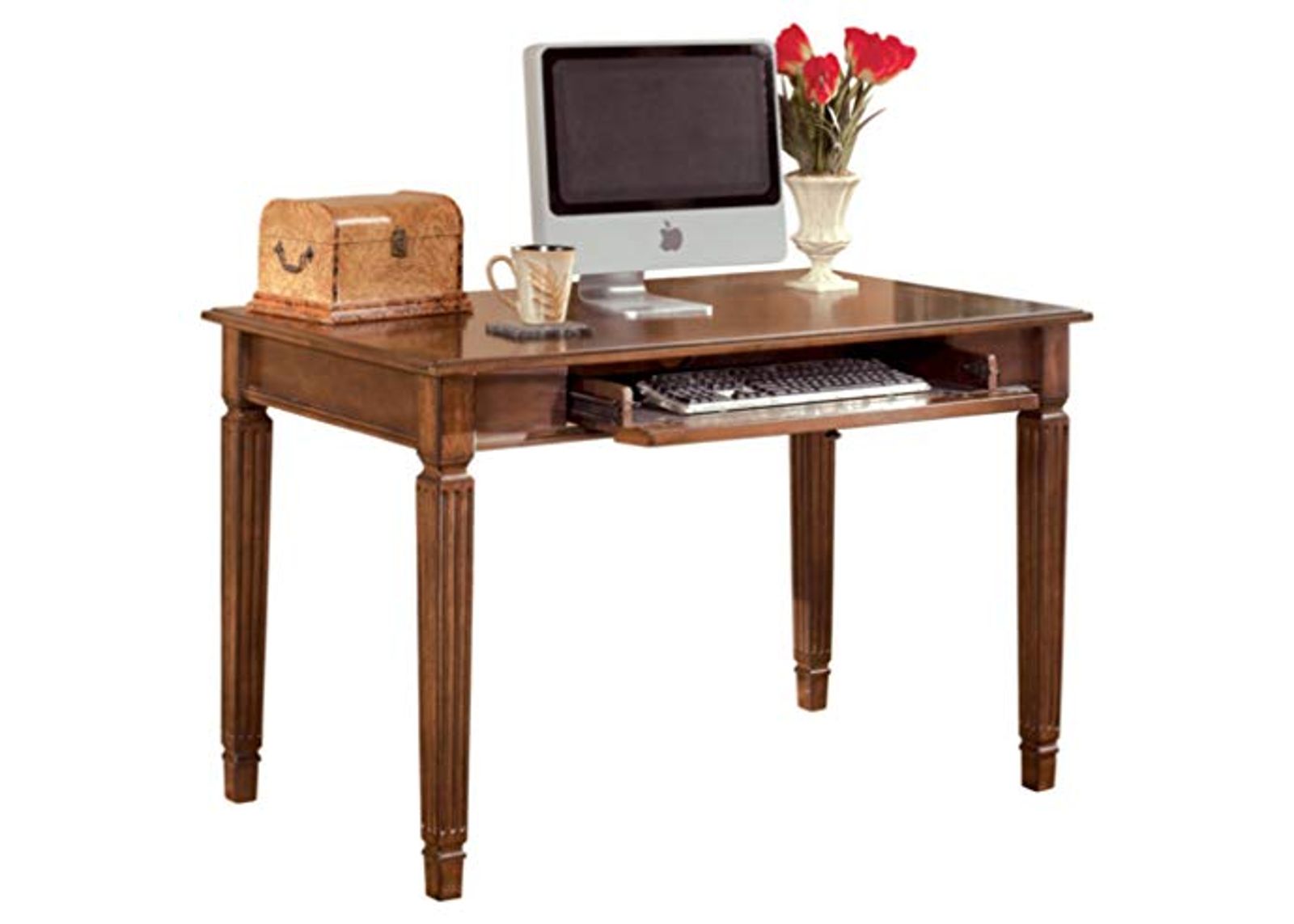 Signature Design by Ashley Hamlyn Traditional Home Office Desk with Pull Out Tray, Medium Brown