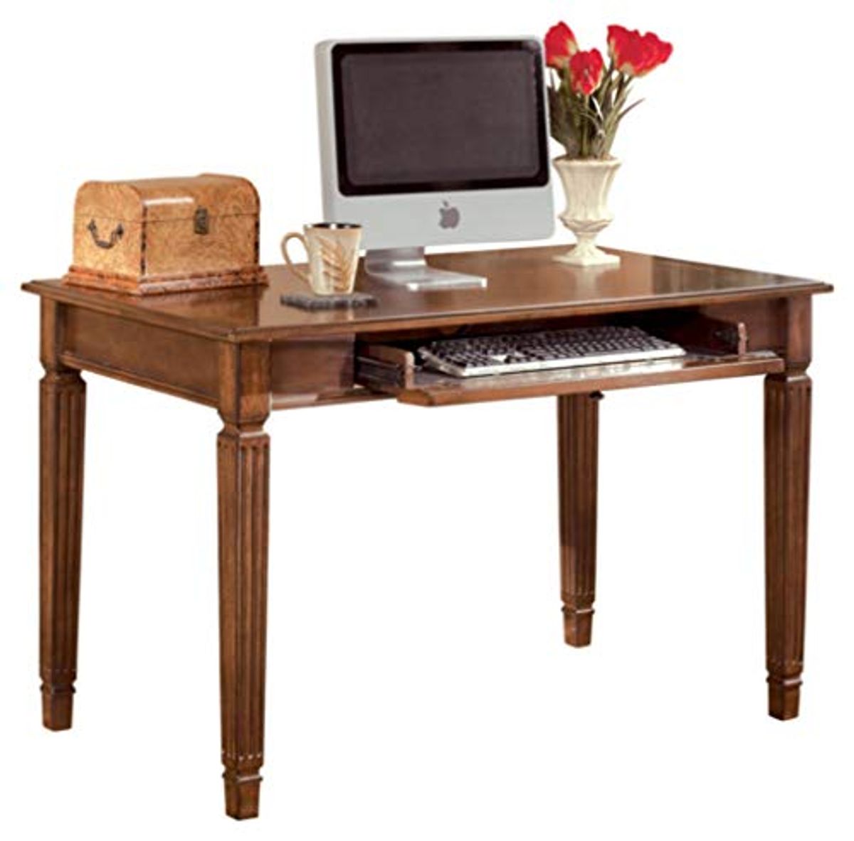 Signature Design by Ashley Hamlyn Traditional Home Office Desk with Pull Out Tray, Medium Brown