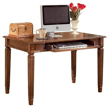 Signature Design by Ashley Hamlyn Traditional Home Office Desk with Pull Out Tray, Medium Brown