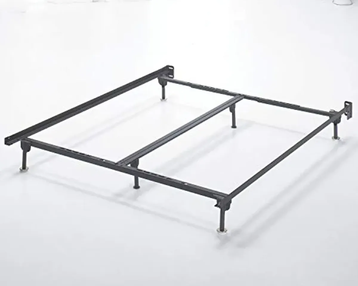 Signature Design by Ashley Adjustable Metal Bolt on Bed Base Frame with Protective Floor Glides, King/California, Black