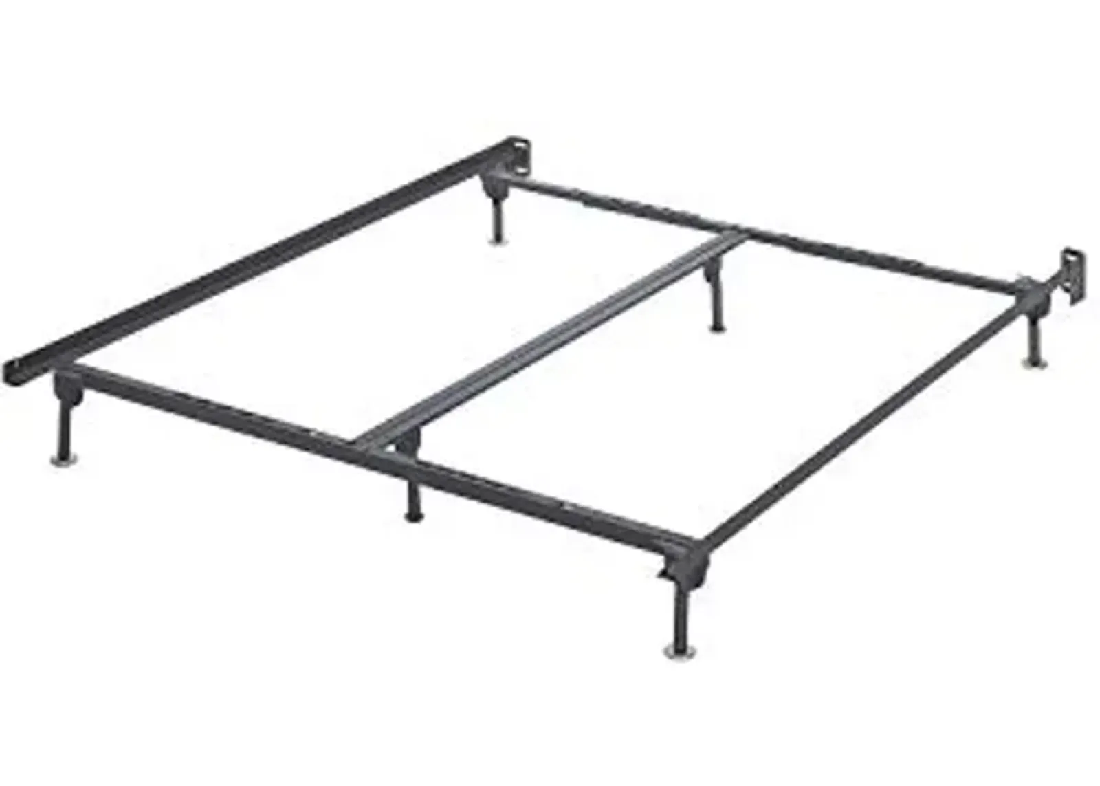 Signature Design by Ashley Adjustable Metal Bolt on Bed Base Frame with Protective Floor Glides, King/California, Black