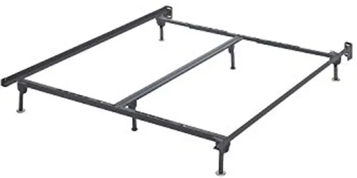 Signature Design by Ashley Adjustable Metal Bolt on Bed Base Frame with Protective Floor Glides, King/California, Black