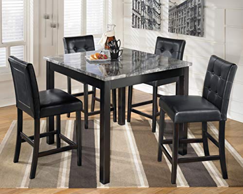 Signature Design by Ashley Maysville 5 Piece Counter Height Dining Set, Includes Table and 4 Bar Stools, Black