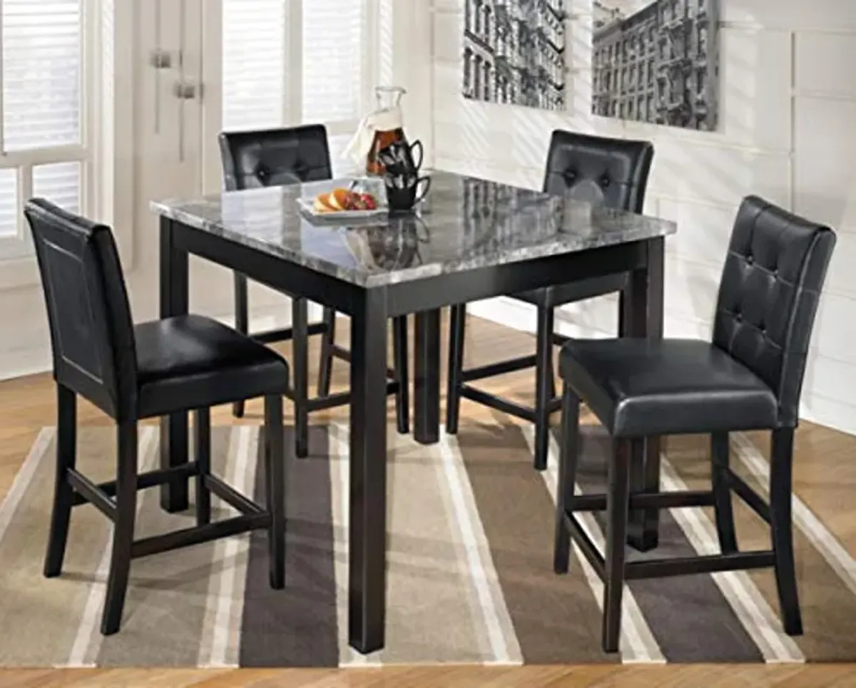 Signature Design by Ashley Maysville 5 Piece Counter Height Dining Set, Includes Table and 4 Bar Stools, Black