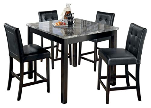 Signature Design by Ashley Maysville 5 Piece Counter Height Dining Set, Includes Table and 4 Bar Stools, Black