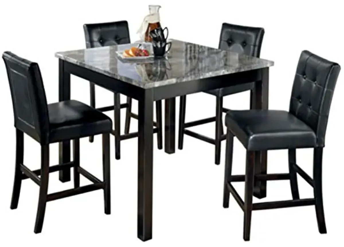 Signature Design by Ashley Maysville 5 Piece Counter Height Dining Set, Includes Table and 4 Bar Stools, Black