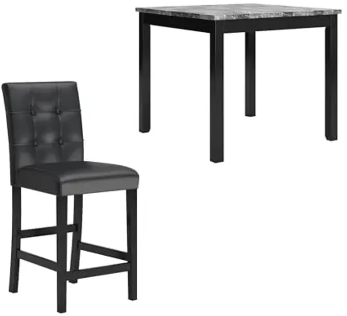 Signature Design by Ashley Maysville 5 Piece Counter Height Dining Set, Includes Table and 4 Bar Stools, Black