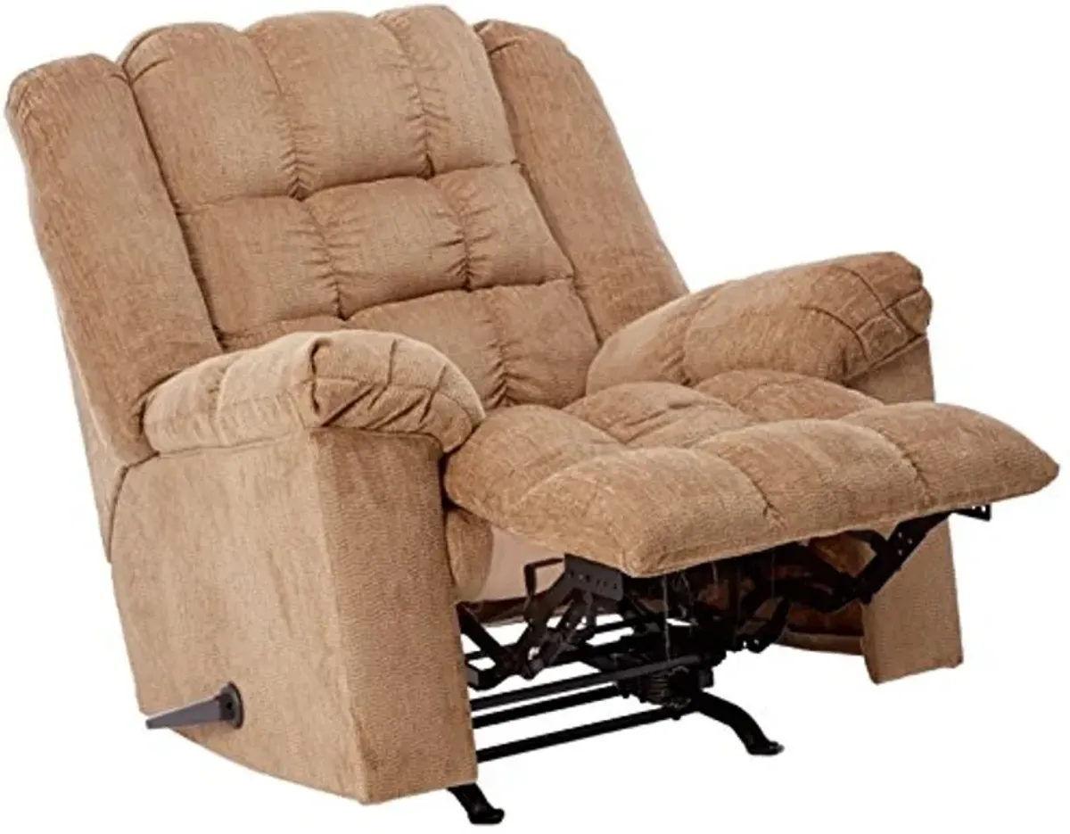 Signature Design by Ashley Ludden Ultra Plush Tufted Manual Rocker Recliner, Light Brown