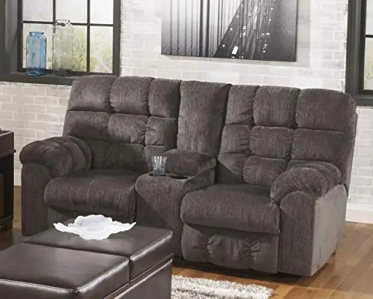 Signature Design by Ashley Acieona Oversized Manual Reclining Loveseat with Center Console & Cup Holders, Dark Gray